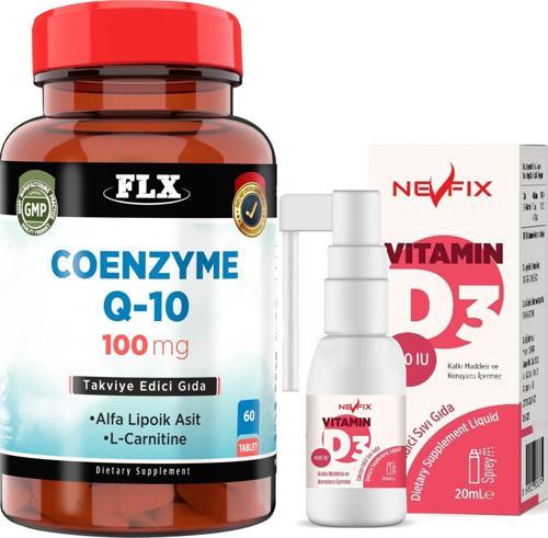 Coenzyme Q-10 L-Carnitine Cla 60 Tablet  Nevfix Vitamin D3 400 Iu 20 ml