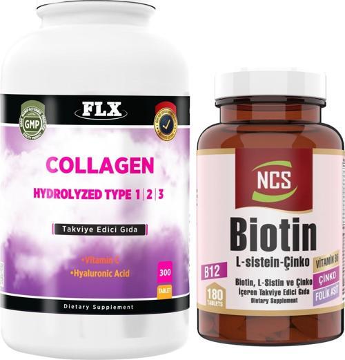 Collagen Multi Kollajen Tip 1-2-3 Hyaluronik Asit 300 Tablet+Biotin 180 Tablet