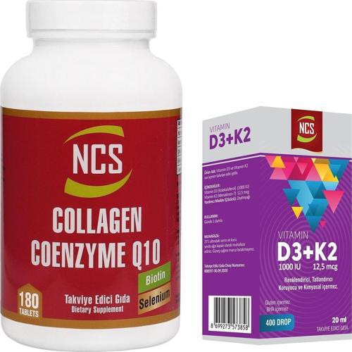 Collagen 2000 Mg Coenzyme Q10 200 Mg Selenium Çinko Biotin 180 Tablet   Vitamin D3 + K2 Damla 20 ml