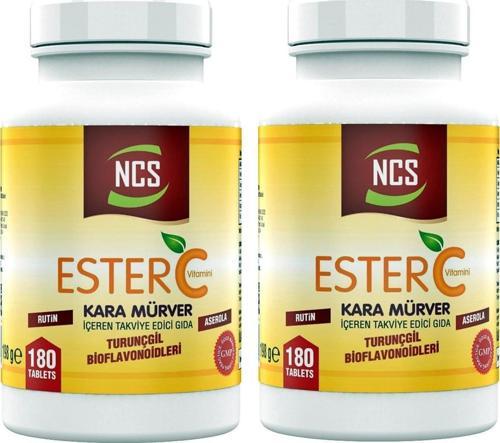 Ester C Vitamini 1000 Mg 180 Tablet Kara Mürver Turunçgil Bioflavonidleri Rutin Aserola 2 Adet