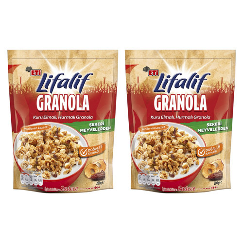 Lifalif Granola Kuru Elma ve Hurmalı 200 gr x 2 Adet