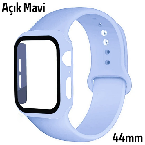 Apple Watch 44 Mm Silikon Kayış & Ekran Koruyucu Kılıf 4/5/6 Serisine Uygun