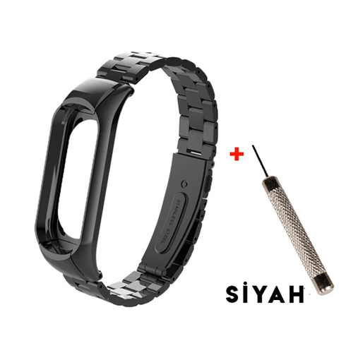 Xiaomi Mi Band 3 Çelik Kayış Kordon - Paslanmaz Çelik, Çok Renkli, Dayanıklı Ve Şık
