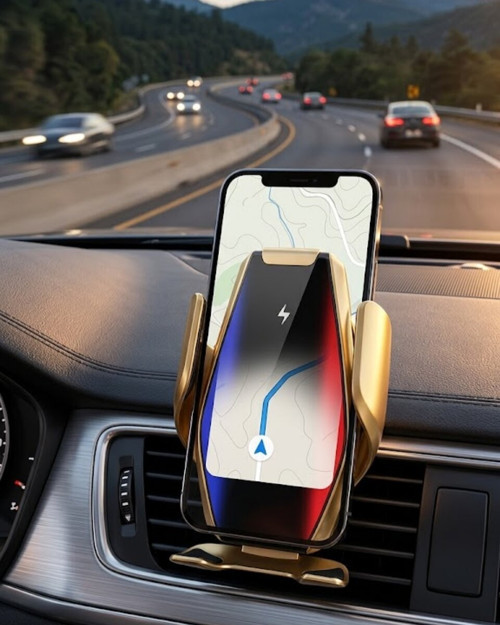 Kablosuz Şarjlı Araç Telefon Tutucu - Sensörlü Otomatik Kilit ve 360° Döner Tutucu
