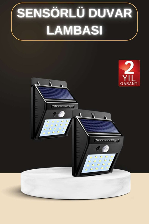 Güneş Enerjili Sensörlü 40 LED Duvar Lambası - Bahçe Aydınlatma, IP65 Su Geçirmez