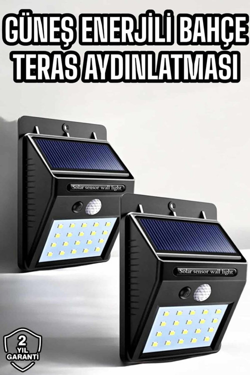 Solar Güneş Enerjili LED Duvar Lambası - Sensörlü Enerji Tasarruflu Aydınlatma