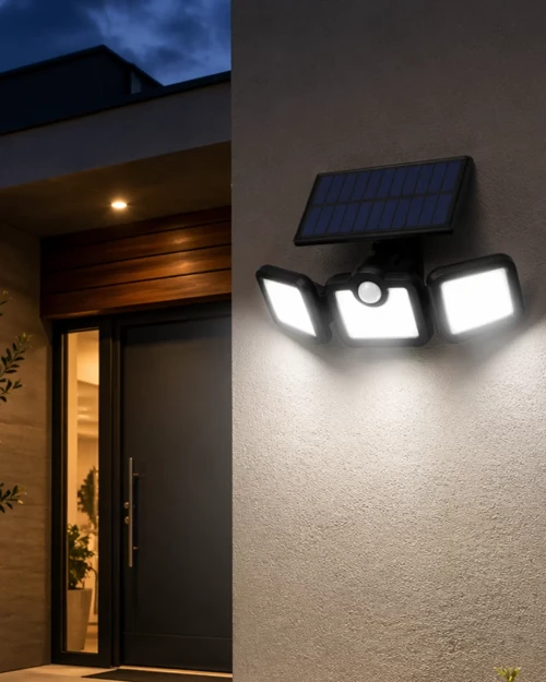 Güneş Enerjili Bahçe Lambası - Hareket Algılayıcılı Solar LED Projektör Dış Mekan Aydınlatma