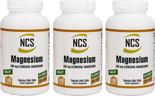 Magnesium 200 Mg Malat Taurat Glisinat 180 Tablet x 3 Adet