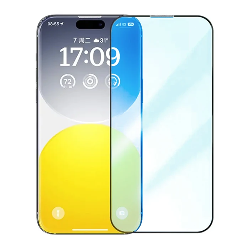 iPhone 15 Mavi Işık Karşıtı Full Kapaklı Cam Ekran Koruyucu - %99 UV Engelleyen Anti Blue Light 9H