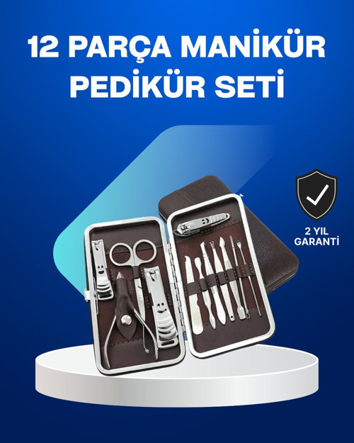 Taşınabilir Manikür & Pedikür Seti - Deri Çantalı Bakım Seti