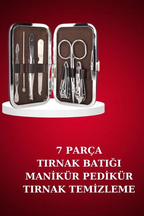 Kompakt Manikür Pedikür Seti 7 Parça Tırnak Kaş Cımbız Çanta