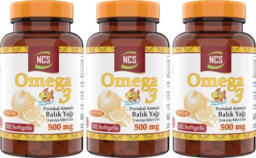 Omega 3 Balık Yağı 500 mg 3 Kutu 306 Yumuşak Kapsül Portakal Aromalı