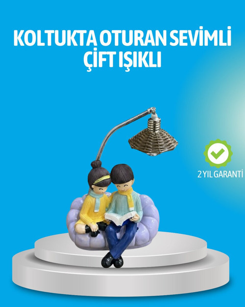 Romantik Çift Okuyan Masa Lambası - LED Aydınlatma ve Dekoratif Hediye