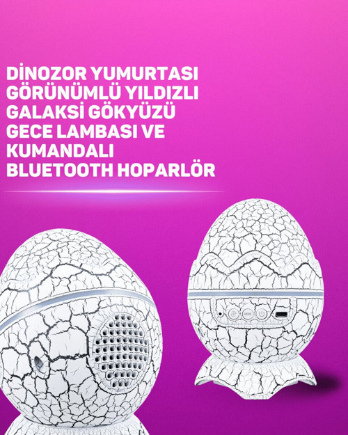 Bluetooth Hoparlörlü 7 Renkli Gece Lambası - Dinozor Yumurtası Tasarımı