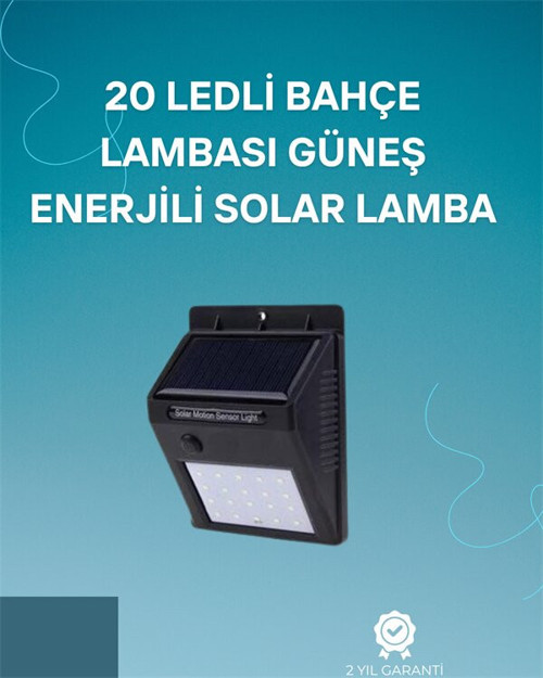 Hareket Sensörlü Solar Lamba - 120° Algılama Açısı, 3-4m Mesafe, Suya Dayanıklı LED