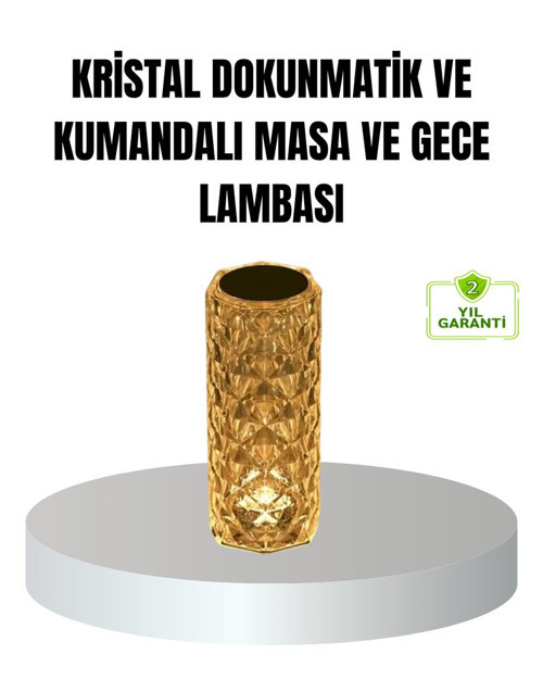 Kristal RGB LED’li Masa ve Gece Lambası – Kumandalı 16 Renk Modu ile Şık Dekorasyon
