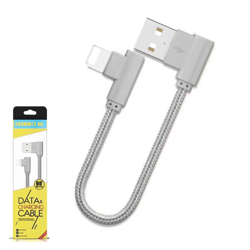Ally iPhone Lightning Eğik Başlı Halat USB Kablo 20cm - Hızlı Şarj ve Dayanıklı Tasarım
