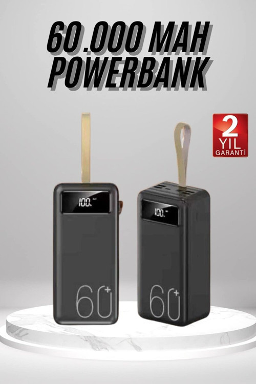 60.000 Mah Taşınabilir Şarj Cihazı - El Fenerli 4 Kablo Uyumlu Güç Santrali