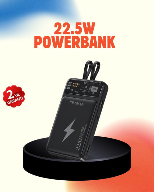 22.5W PD Hızlı Şarj Edilen Mobil Powerbank - 10000 mAh