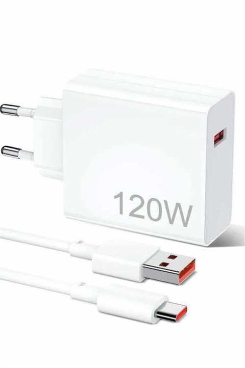 120W Ultra Plus++ Hızlı Şarj Adaptörü - USB-C Beyaz Turbo Şarj Seti
