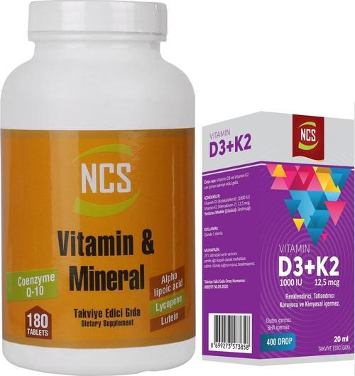 Vitamin Mineral Multivitamin 180 Tablet+Vitamin D3 K2 20 ml