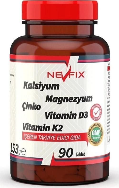 90 Tablet Kalsiyum Magnezyum Potasyum Çinko Vitamin D3 Vitamin K2