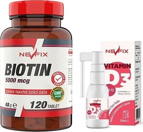 Biotin 5000 Mcg 120 Tablet Nevfix Vitamin D3 Sıvı Sprey