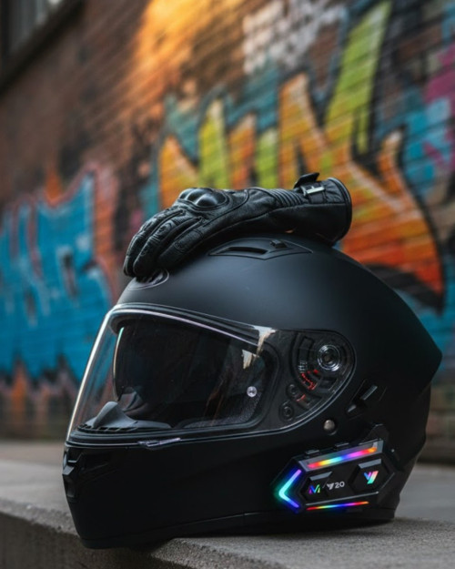 Mesafeli IPX6 Kask Kulaklık Sistemi - Gece Sürüşü İçin RGB Işıklandırma ve Yüksek Netlikli Intercom