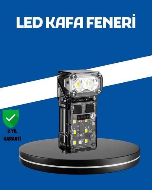 Şarjlı LED Kafa Lambası Manyetik Klipsli El Sensörlü Çok Fonksiyonlu - 1200 mAh