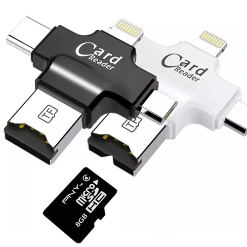 4in1 Card Reader Type-C iPhone Lightning Micro USB Hafıza Kart Okuyucu - 5775