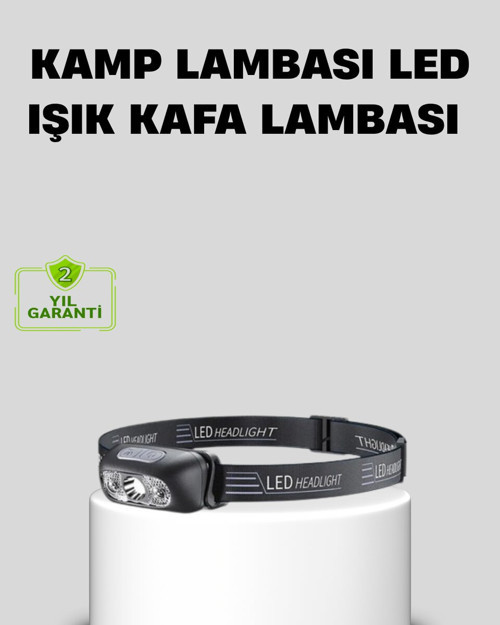 4 Modlu Şarjlı LED Kafa Feneri - Akıllı Sensörlü Far, IPX5 Su Geçirmez Kamp & Balıkçı Lambası