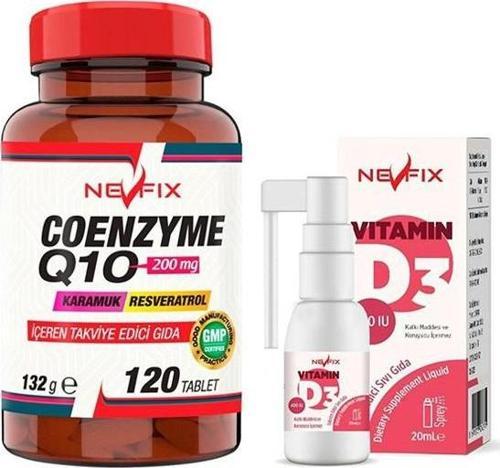 Coenzyme Q10 200 Mg Koenzim Resveratrol Q10 Karamuk 120 + Vitamin D3 400 Iu 20 ml Sprey