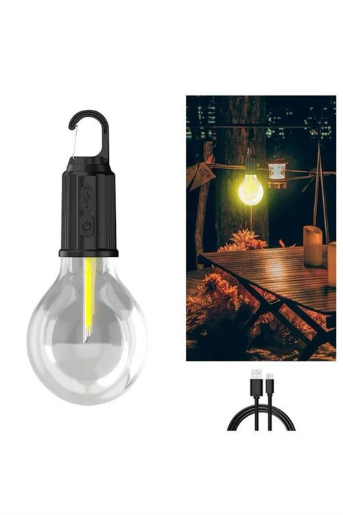 3 Mod LED Şarjlı Asma Kancalı Kamp Lambası - Taşınabilir Retro Ampul
