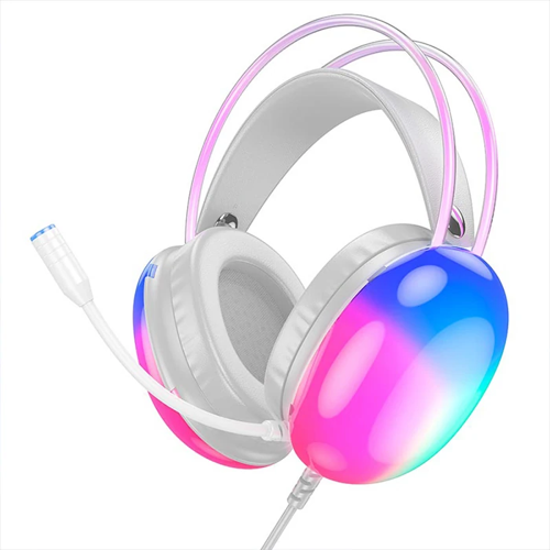 HOCO W109 Rich Gaming Kulaküstü Kulaklık – 50 mm Sürücü, Gürültü Engelleyici, RGB Işık, USB+3.5 mm