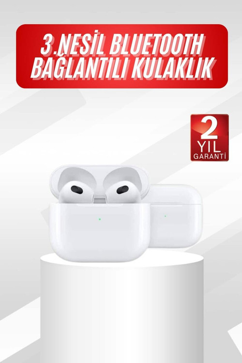 3. Nesil Bluetooth 5.0 Beyaz Kulaklık - iOS Android Uyumlu Çağrı Cevaplama