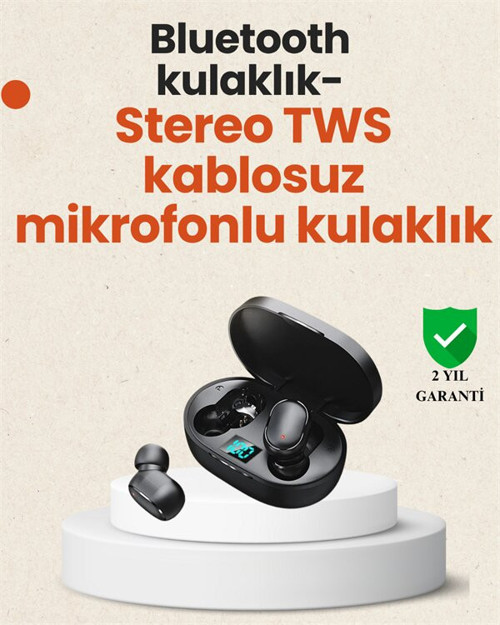 TWS Kablosuz Kulaklık - Dijital Göstergeli, Otomatik Bağlantılı ve Çağrı Cevaplayıcı Bluetooth Earphone