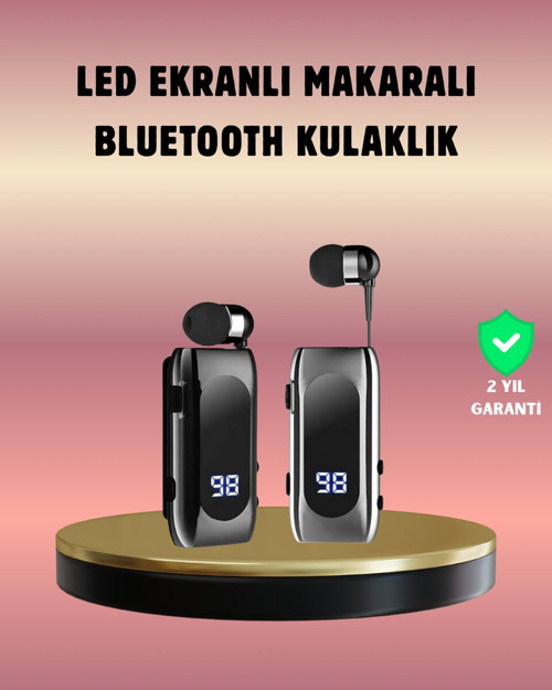 Dijital Göstergeli Bluetooth Kulaklık - Klipsli, Şık Tasarım ve Uzun Pil Ömrü