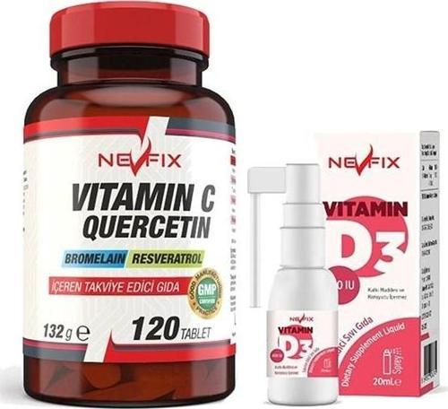 Vitamin C Quercetin Bromelain 120 Tablet + Vitamin D3 Sıvı Sprey 20 ml
