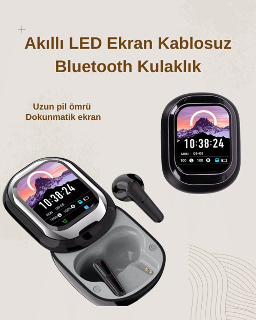 Se One Bluetooth Kulaklık - Akıllı Ekranlı Kablosuz Kulaklık ve Şarj Kutusu