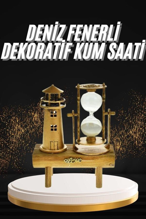 Retro Deniz Fenerli Kum Saati - Ahşap Görünümlü, Dekoratif ve Nostaljik Hediyelik Eşya