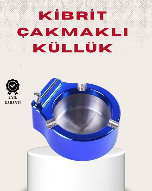 Metal Küllük ve Çakmak Seti - Modern Yuvarlak Tasarım, Paslanmaz Metal