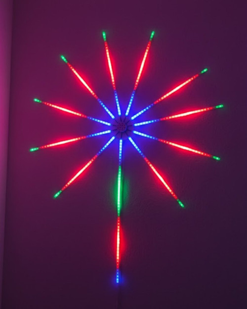 Akıllı RGB LED Havai Fişek Duvar Lambası Kumanda ve Uygulama Kontrollü Starburst Tasarım