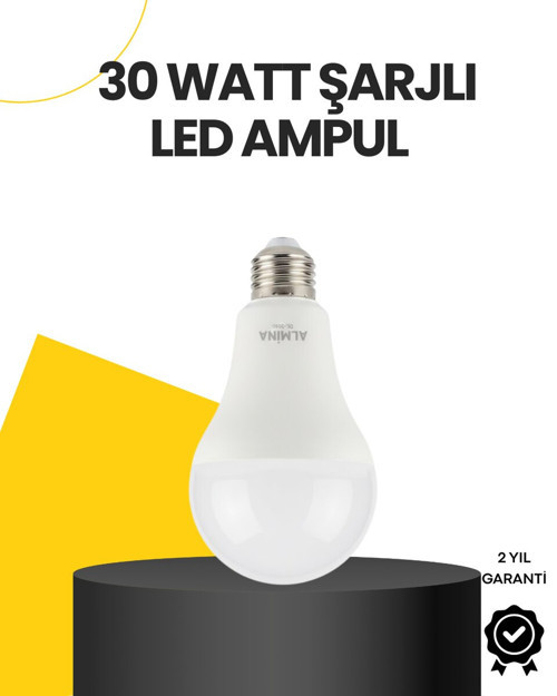 Şarjlı LED Ampul E27 30W - Elektrik Kesintilerinde Kesintisiz Aydınlatma