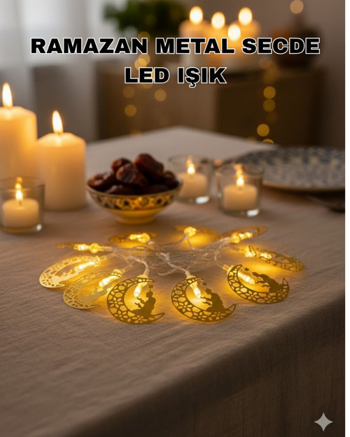 Secde Eden Adam Figürlü Ay Tasarım Ramazan LED Işığı - Manevi ve Estetik Dekorasyon Işıkları