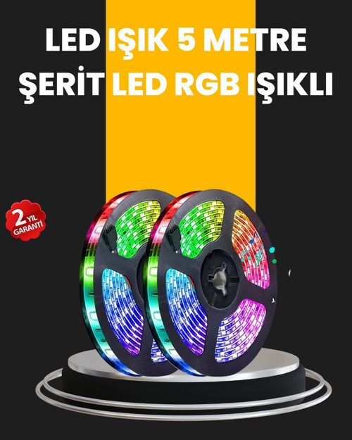 5 Metre Kumandalı Su Geçirmez Şerit LED - Dış Mekan ve İç Mekan Dekoratif Aydınlatma