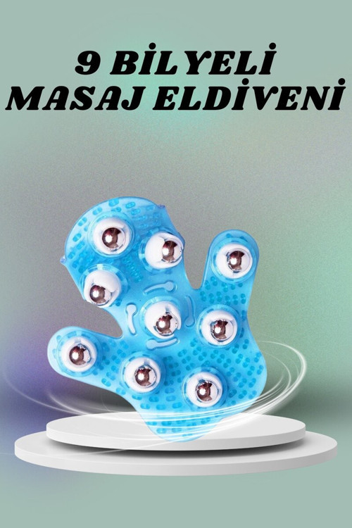 9 Bilyeli Giyilebilir Vücut Sıkılaştırıcı Masaj Eldiveni - Omuz Bacak Rahatlatıcı