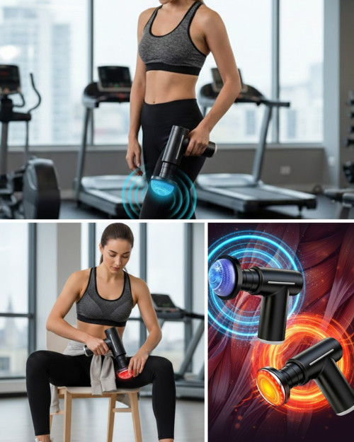 Profesyonel Derin Doku Masaj Aleti 6 Başlık 1800 mAh - Sporcular İçin Ağrı Kesici ve Kas Gevşetici