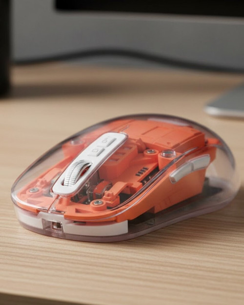 Şeffaf Kablosuz Mouse - Bluetooth Sessiz Tıklama ve Ergonomik Tasarım