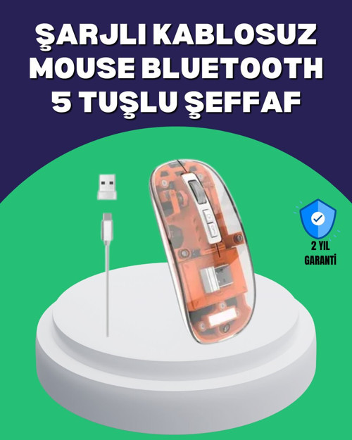 Sessiz ve Ergonomik Kablosuz Fare - 2 Modlu Bağlantı, 30 Gün Pil Ömrü, 1600 DPI
