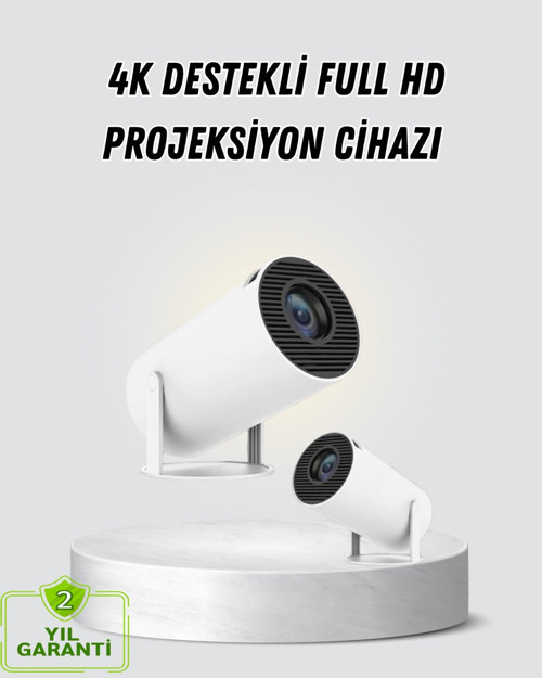 Full HD 4K Destekli Akıllı Projeksiyon – 130 inç Ekran, 160 ANSI Lümen, Kablosuz Bağlantı